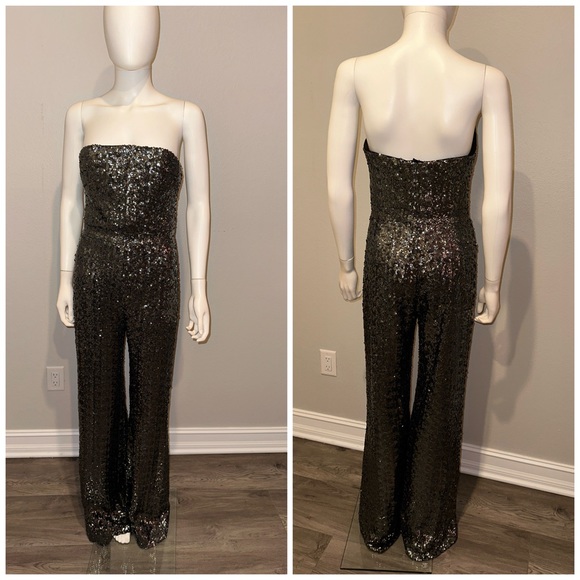 ALEXIS *Carleen* gunmetal sequin strapless party jumpsuit S - Picture 7 of 11